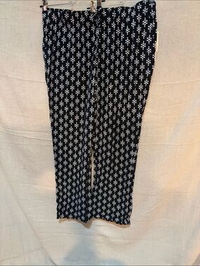 Wide Leg Black & White Printed Pull-On Pants